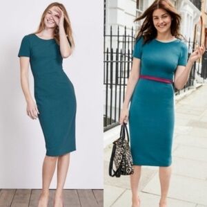 Boden Elsa Ottoman Ribbed Teal Green Dress J0015 F41